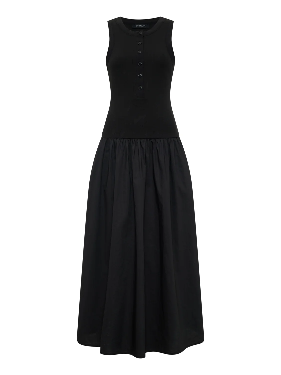 Breakaway Mix Media Midi Dress Black - Image 6