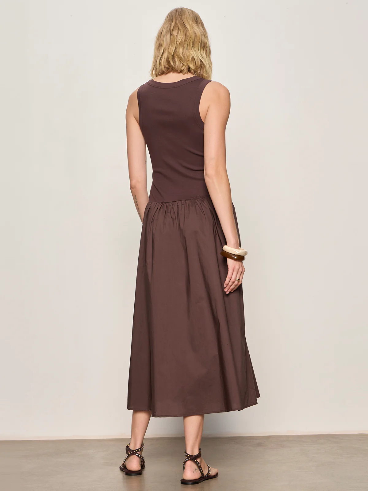 Breakaway Mix Media Midi Dress Rich Soil - Image 2