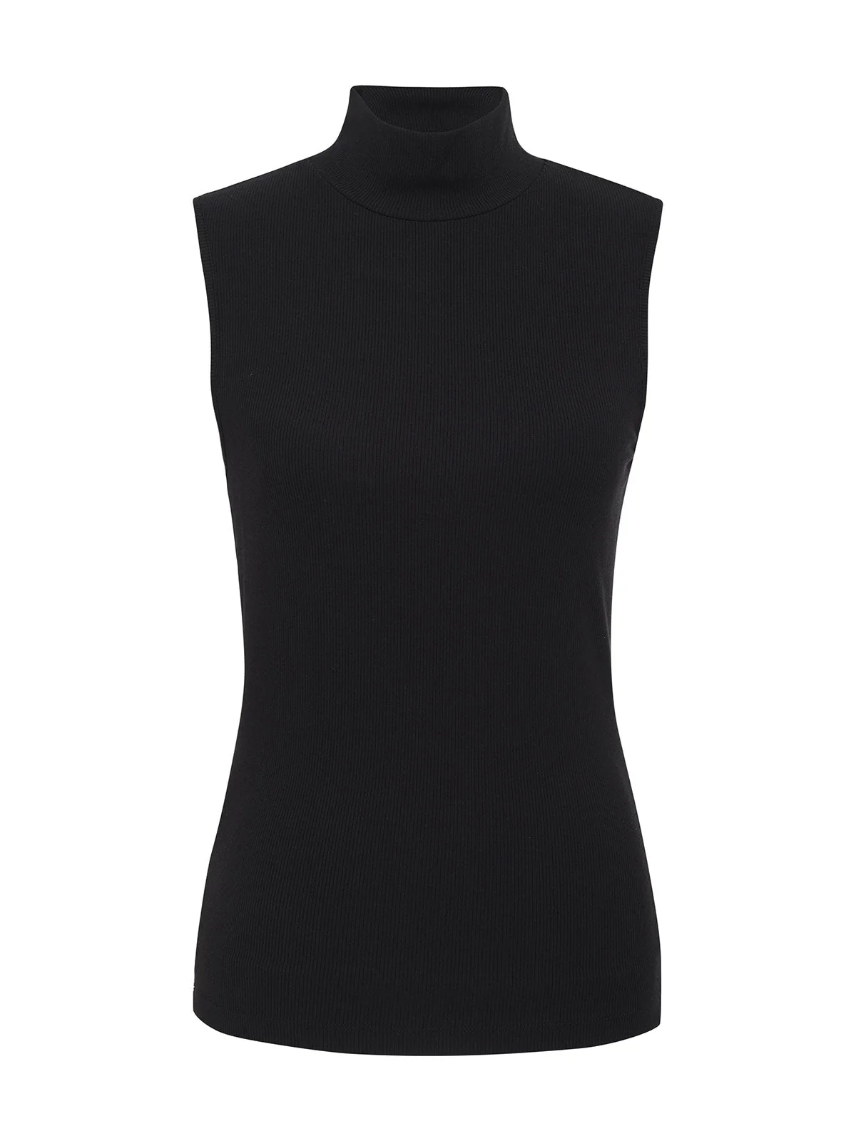 Essential Sleeveless Mock Neck Tank Black - Image 7