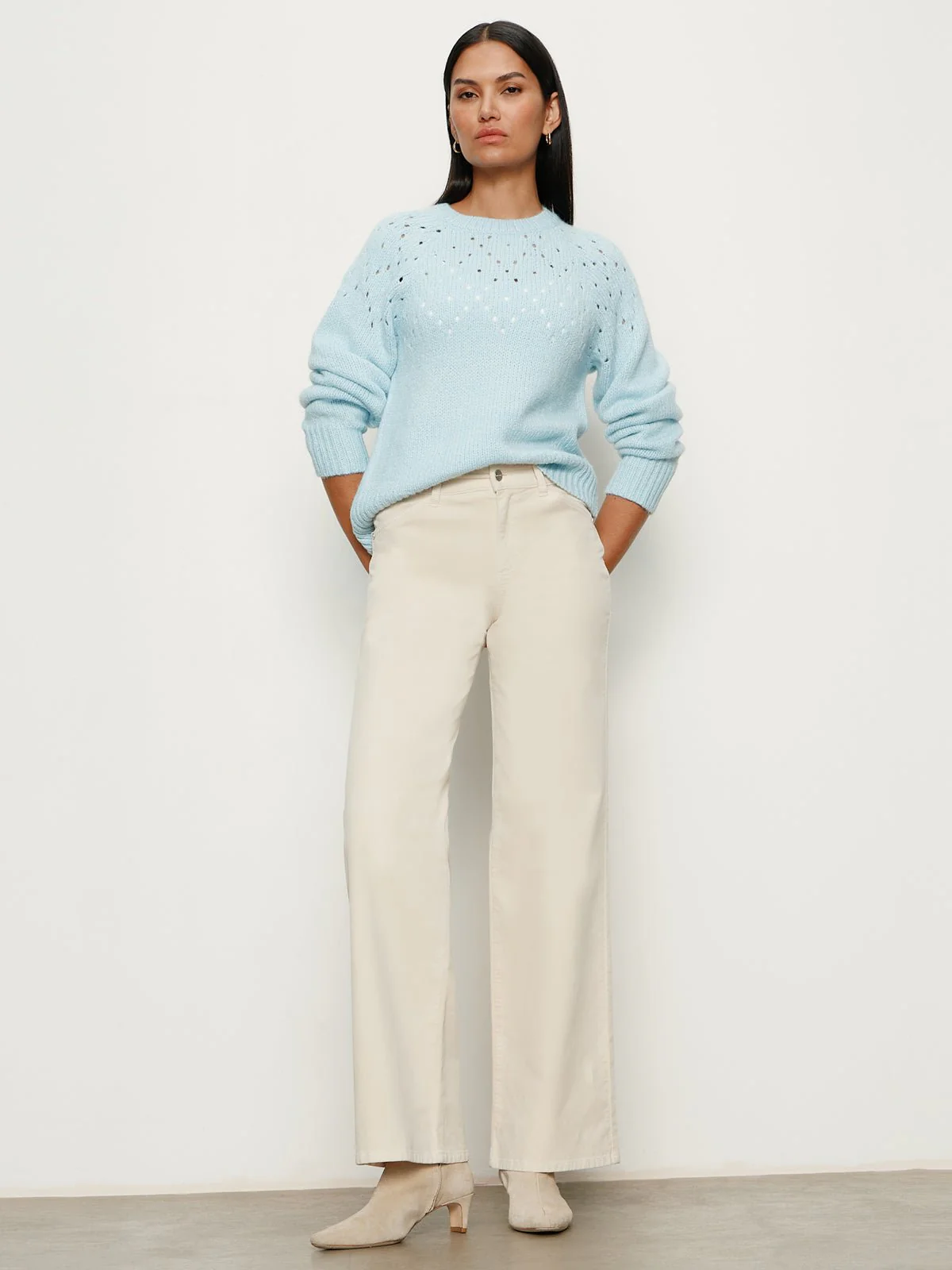 Femme Openwork Sweater Aquamarine - Image 2