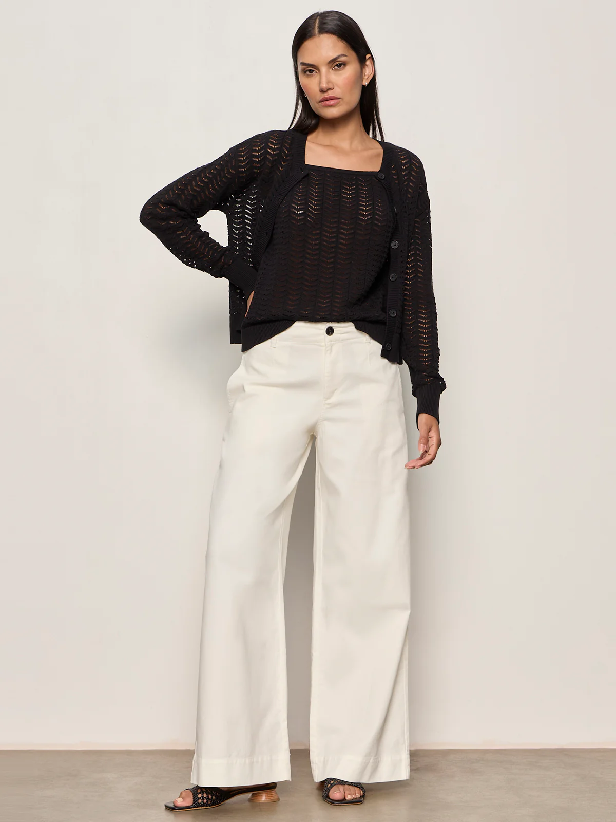 For Keeps Pointelle Cardigan Black - Image 6