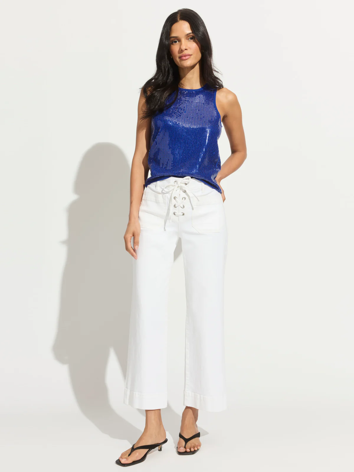 Lace Up Marine Jean Chalk