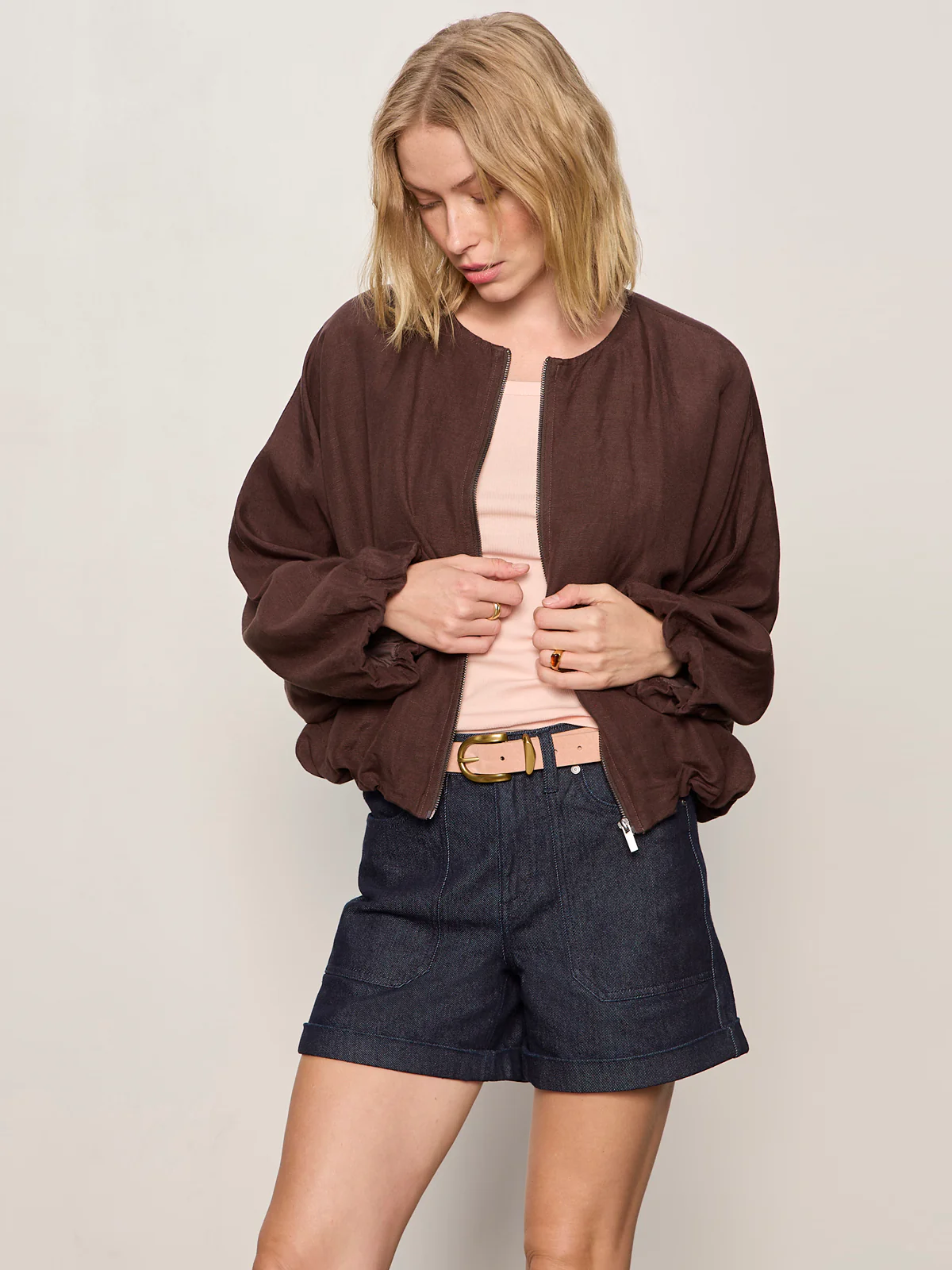 Linen Bubble Jacket Rich Soil