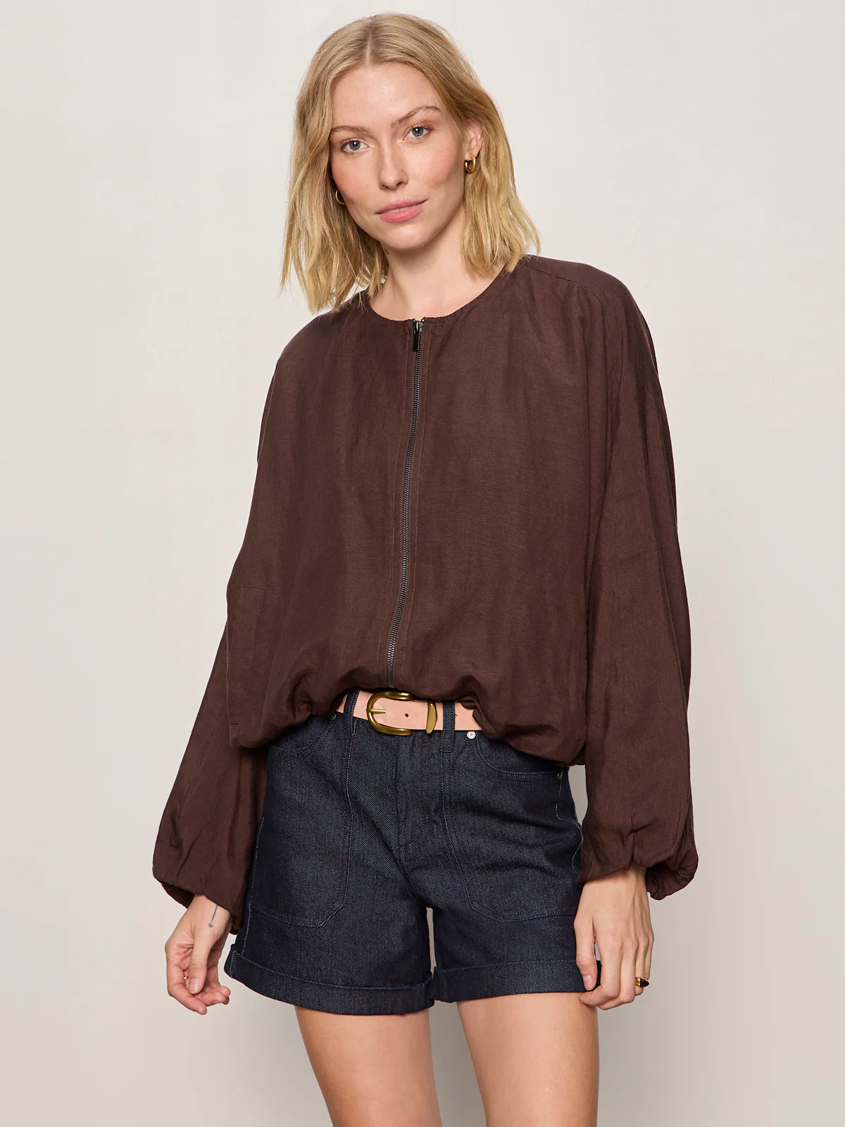 Linen Bubble Jacket Rich Soil - Image 4