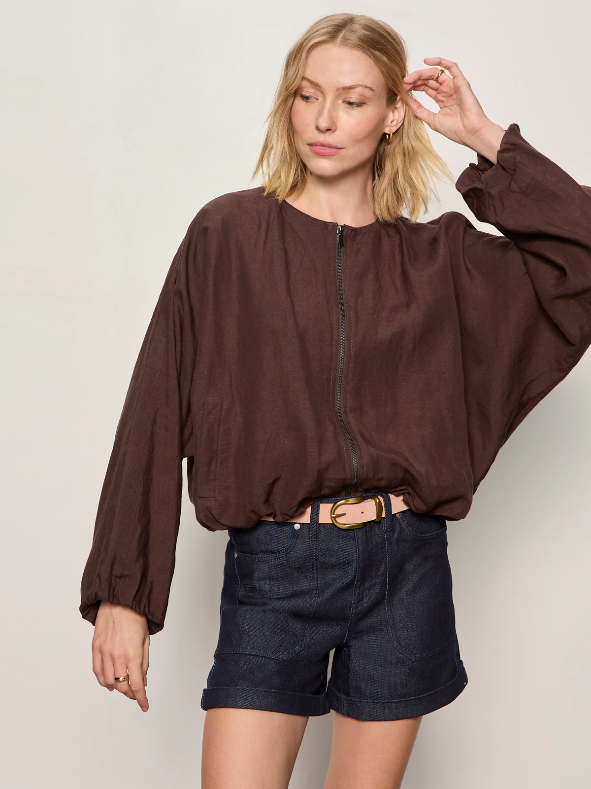 Linen Bubble Jacket Rich Soil - Image 5