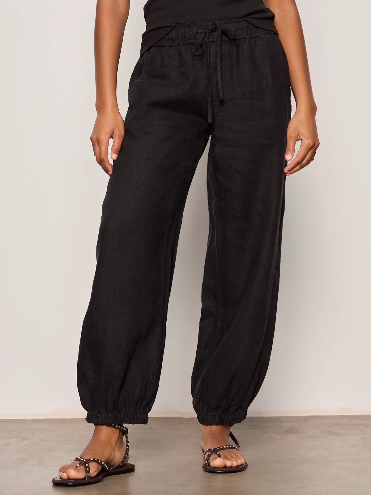 Melody Micro Linen Balloon Pant Black - Image 2