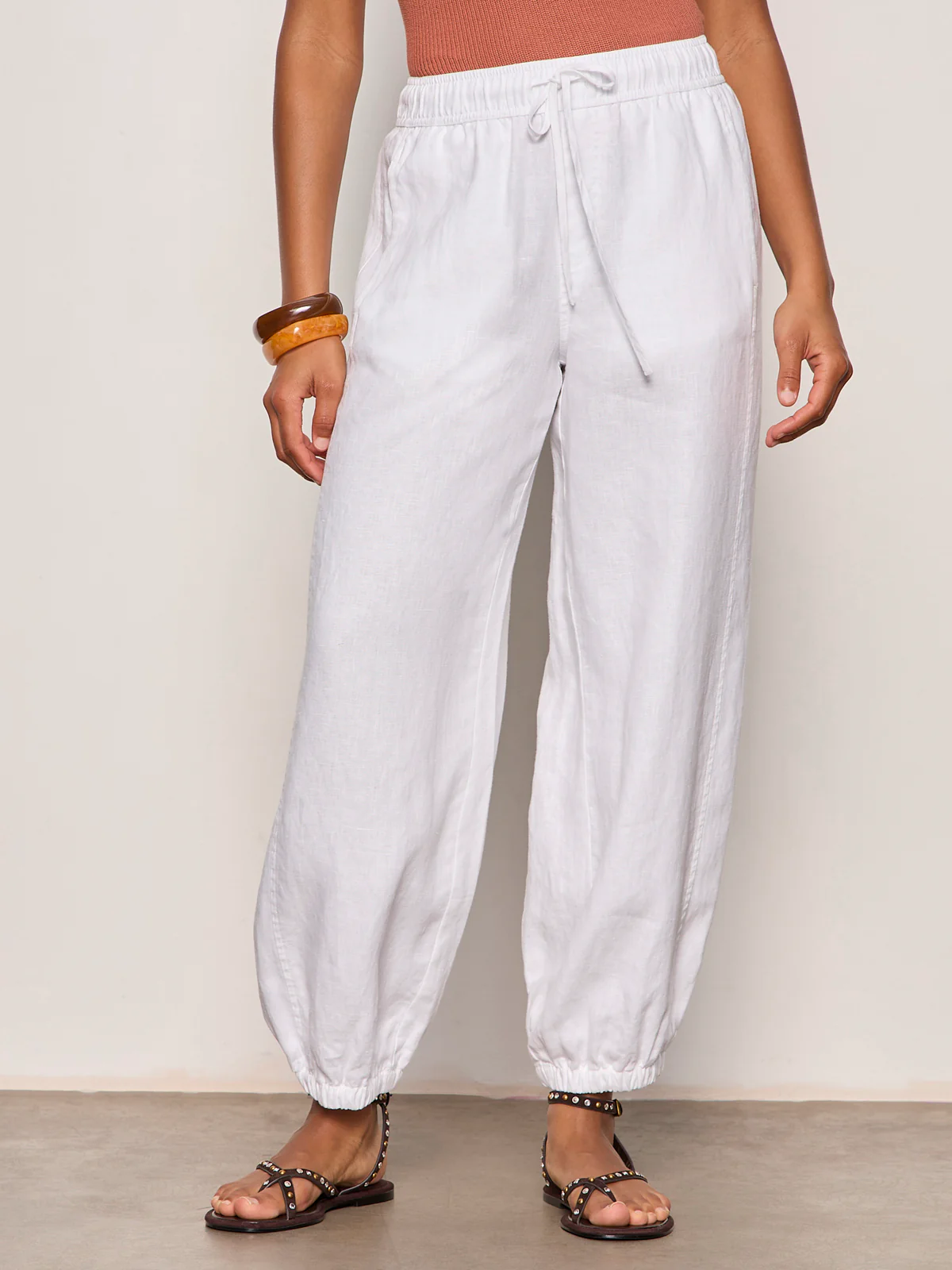 Melody Micro Linen Balloon Pant White