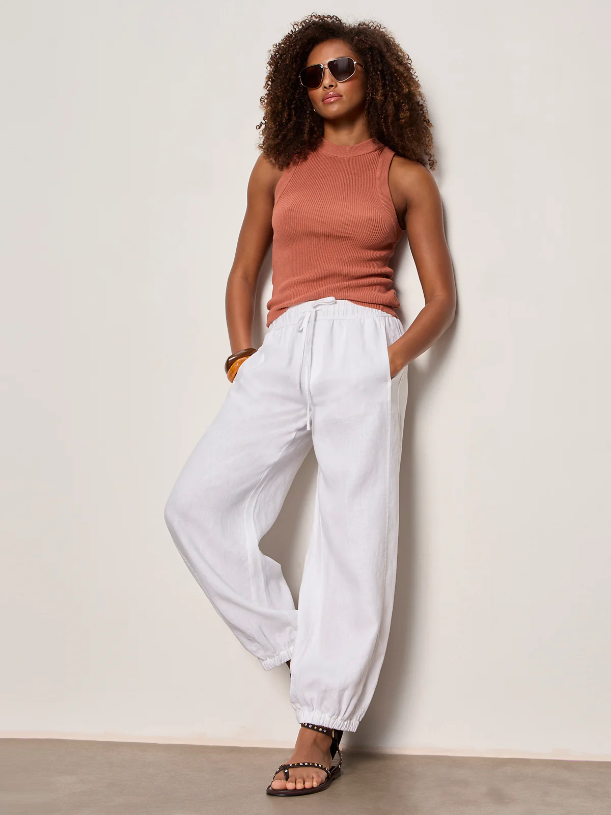 Melody Micro Linen Balloon Pant White - Image 6