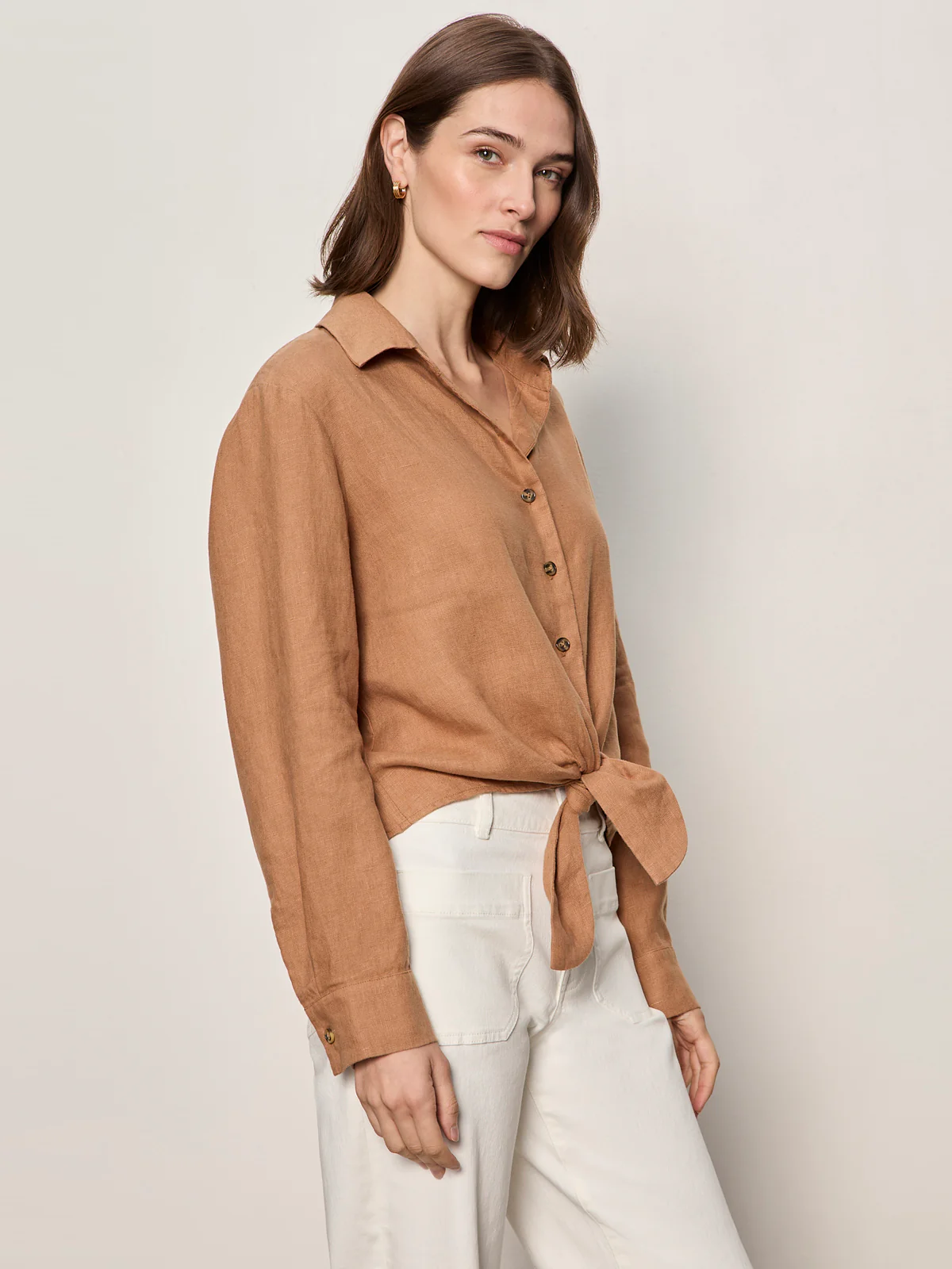 More Love Linen Tie Top Toasted Coconut - Image 3
