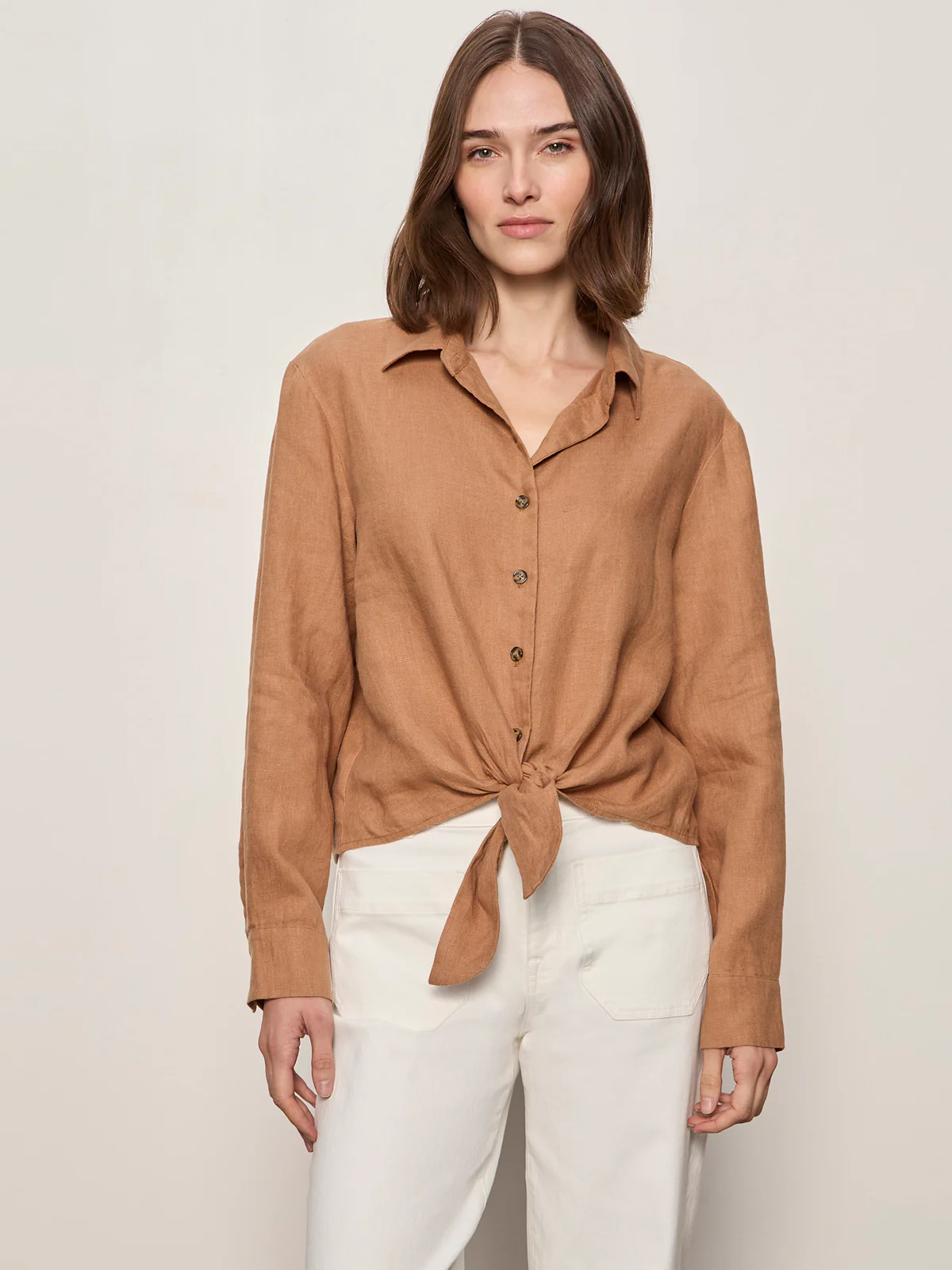 More Love Linen Tie Top Toasted Coconut - Image 4