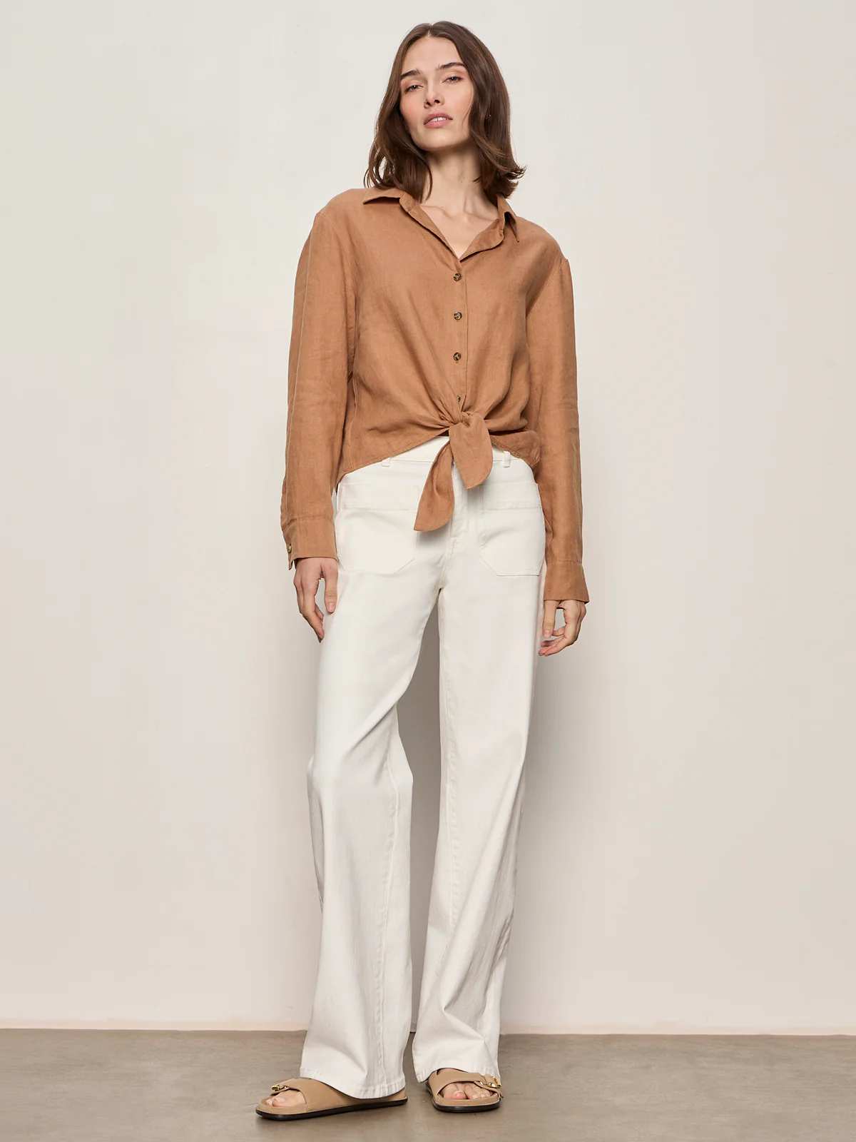 More Love Linen Tie Top Toasted Coconut - Image 5