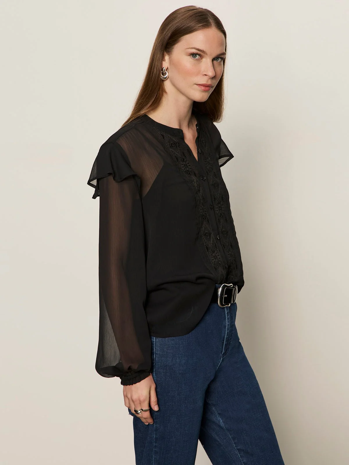 Nostalgia Embroidered Blouse Black - Image 3