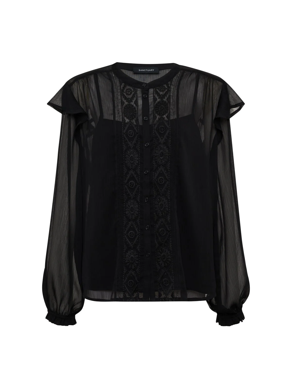 Nostalgia Embroidered Blouse Black - Image 6