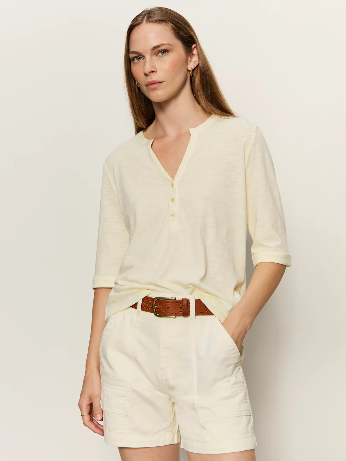 Rolled Sleeve Tee Lemon Drop