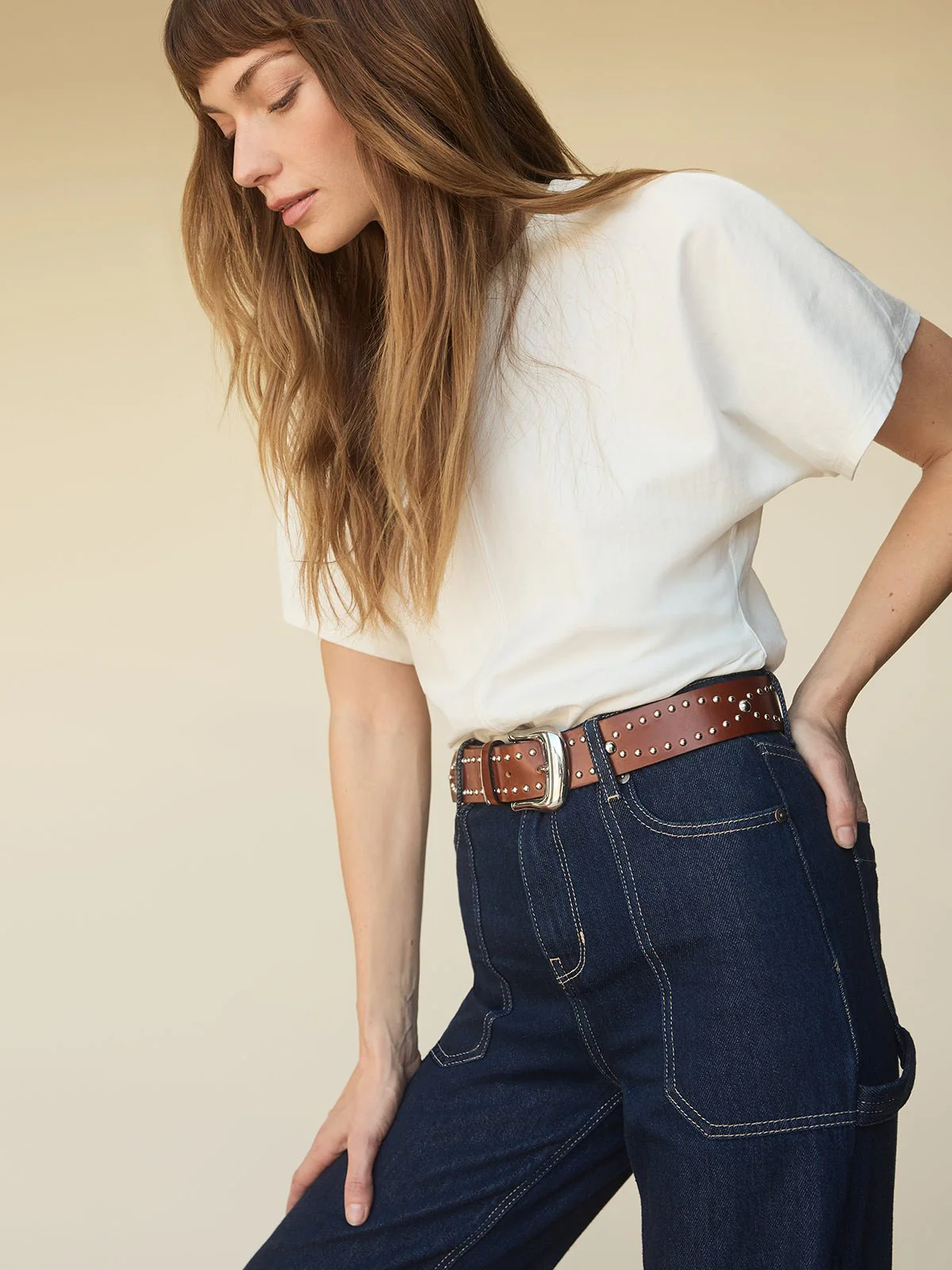 Rowan Studded Belt Mahogany - Image 3