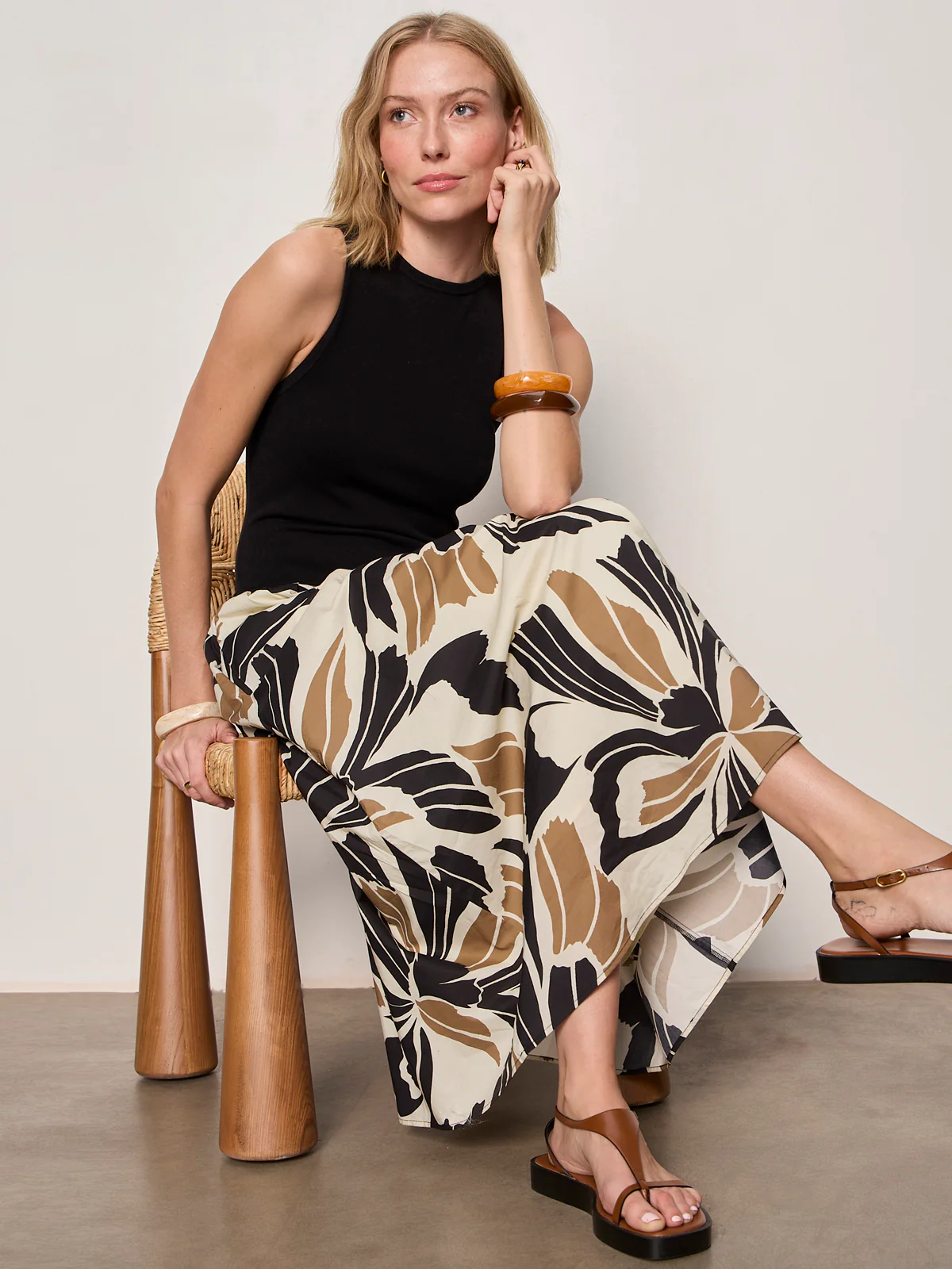 Sandbar Mix Media Midi Dress Lotus with Black
