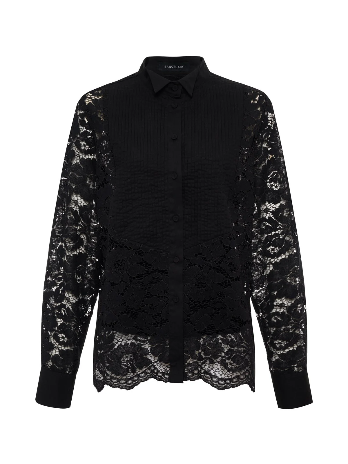 Serendipity Lace Tuxedo Shirt Black - Image 7