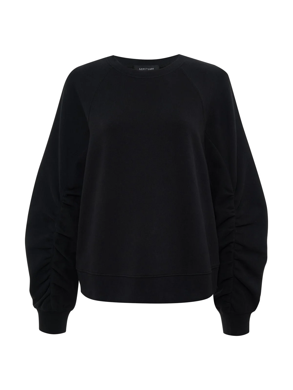 Shirred Sleeve Sweatshirt Black - Image 6