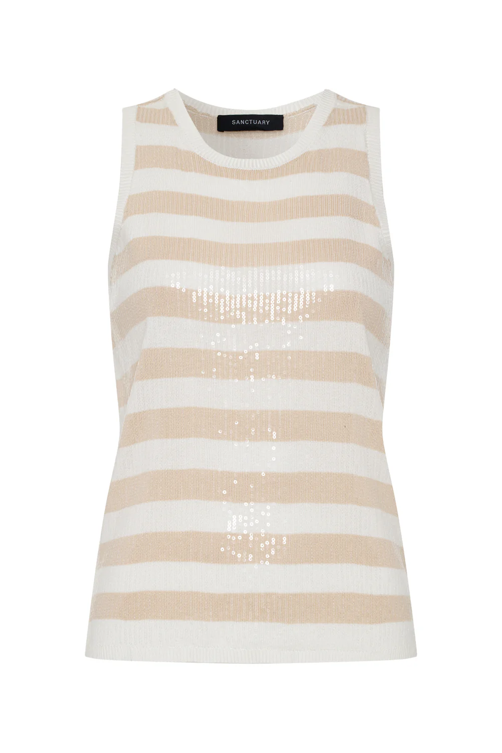 Summer Shine Sequin Shell Sweater Summer Sand / White Stripe - Image 6