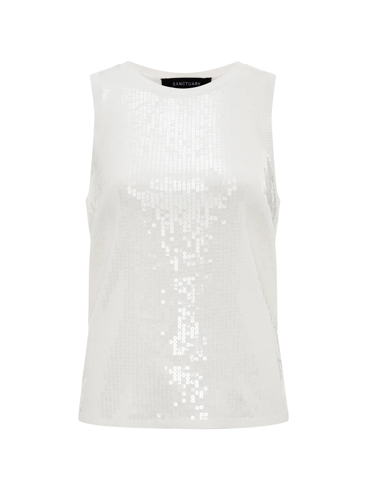 Summer Shine Sequin Shell Sweater White - Image 6