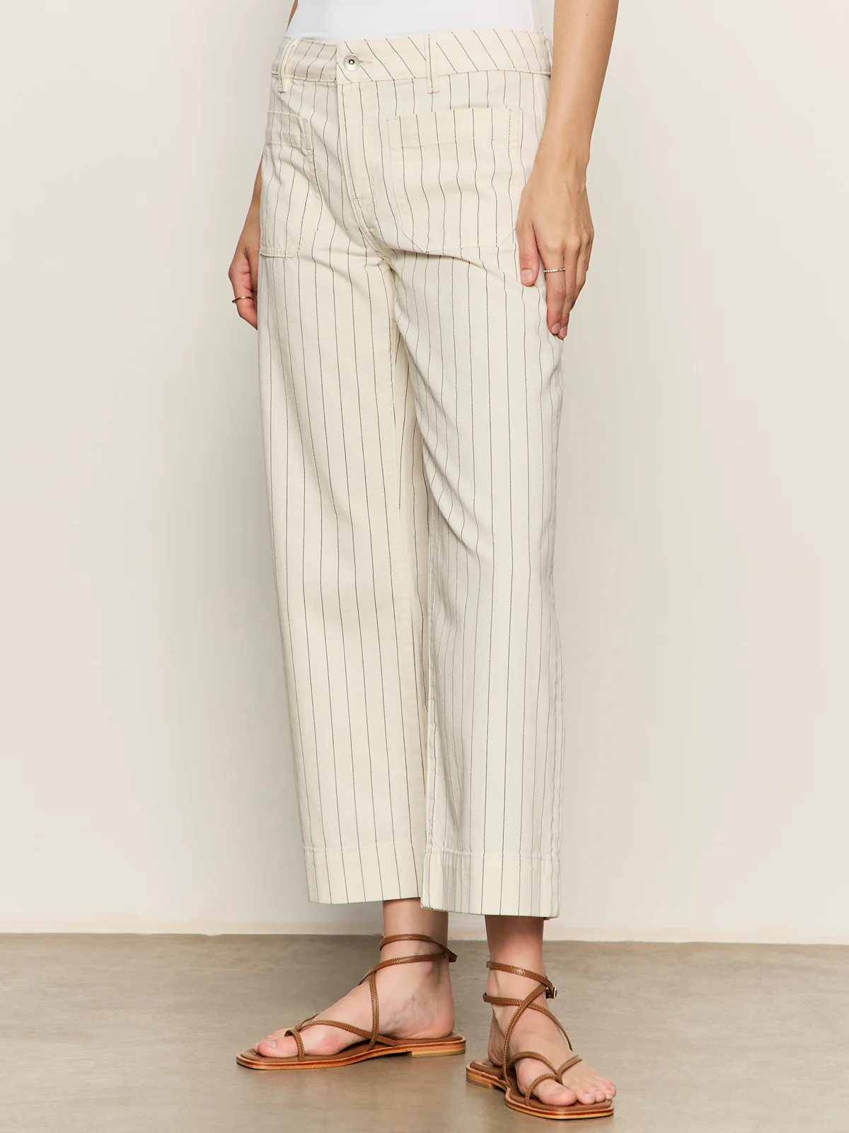 The Marine Jean Crop Bleached White Pinstripe Petite Sizing