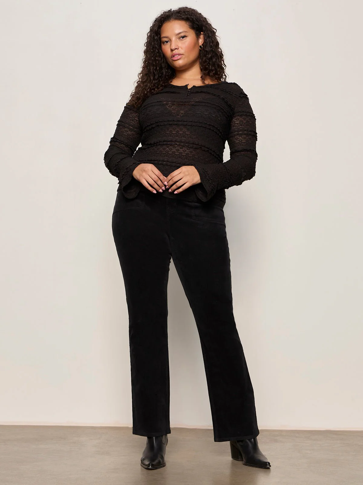 Velveteen Brook Bootcut Pant Black Extended Sizing - Image 4